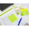 Bloc de notas adhesivas quita y pon q-connect 76x76 mm removible plastico translucido amarillo neon con 50 hojas