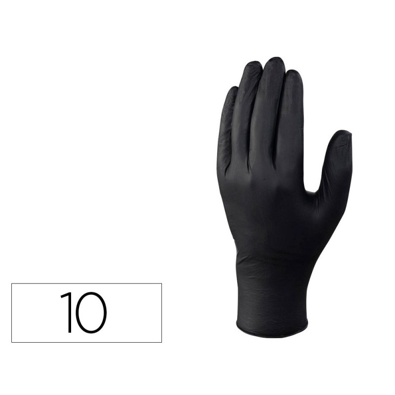 Guantes de nitrilo deltaplus no empolvado desechable talla 10 color negro caja de 100 unidades