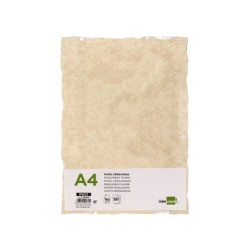Papel pergamino liderpapel din a4 con bordes 180 gr color crema paquete de 50 hojas