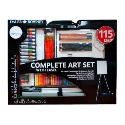 Set de pinturas daler rowney 115 piezas con caballete de aluminio plegable 457x73x584 mm