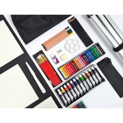 Set de pinturas daler rowney 115 piezas con caballete de aluminio plegable 457x73x584 mm