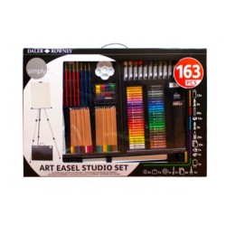 Set de pinturas daler rowney 163 piezas con caballete de aluminio plegable 500x70x727 mm