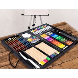 Set de pinturas daler rowney 163 piezas con caballete de aluminio plegable 500x70x727 mm