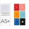 Libreta antartik a5 plus cosida 48 hojas 90g/m2 cuadro 4mm con margen 6 colores surtidos