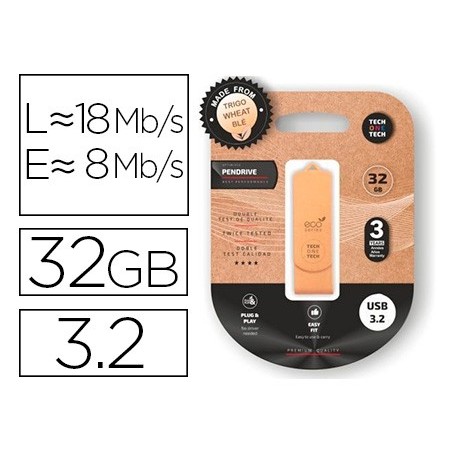 Memoria usb tech one tech ecotech biodegradable 32 gb usb 3.2