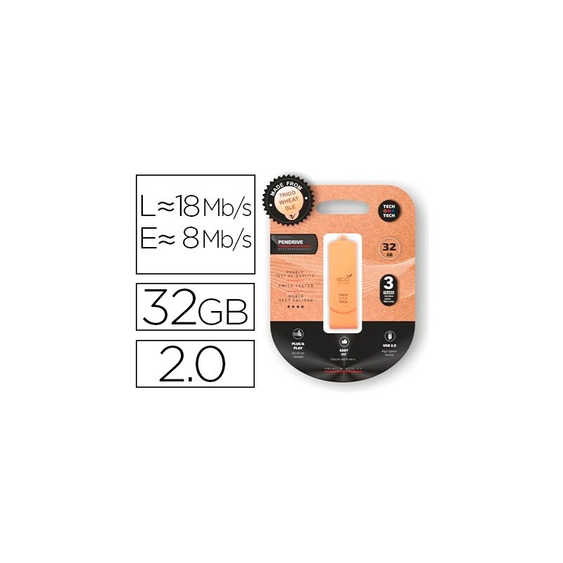 Memoria usb tech one tech ecotech biodegradable 32 gb usb 2.0