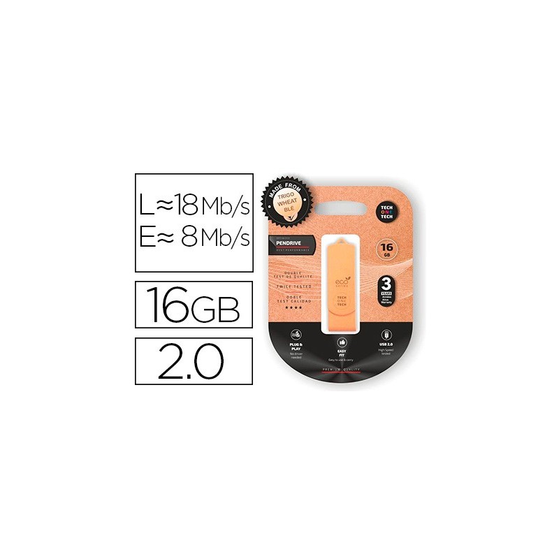 Memoria usb tech one tech ecotech biodegradable 16 gb usb 2.0