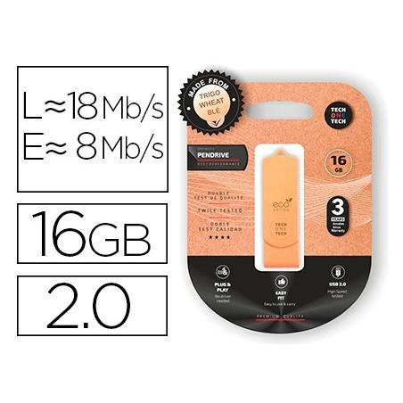 Memoria usb tech one tech ecotech biodegradable 16 gb usb 2.0