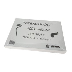 Bloc dibujo multitecnicas michel econobloc mix media din a3 encolado 100 hojas 240 gr 297x420 mm