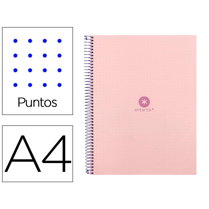 Cuaderno espiral a4 micro antartik dots tapa forrada 80h 90 gr rayado puntos 1 banda 4 taladros rosa Cuaderno espiral a4 micro antartik dots tapa forrada 80h 90 gr rayado puntos 1 banda 4 taladros rosa