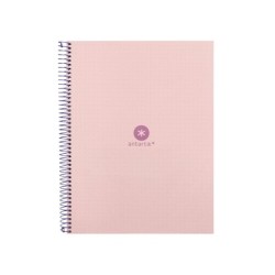 Cuaderno espiral a4 micro antartik dots tapa forrada 80h 90 gr rayado puntos 1 banda 4 taladros rosa