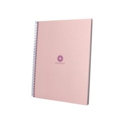 Cuaderno espiral a4 micro antartik dots tapa forrada 80h 90 gr rayado puntos 1 banda 4 taladros rosa