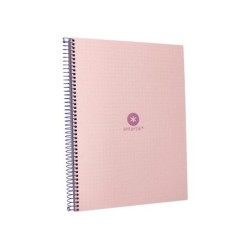 Cuaderno espiral a4 micro antartik dots tapa forrada 80h 90 gr rayado puntos 1 banda 4 taladros rosa