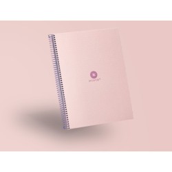 Cuaderno espiral a4 micro antartik dots tapa forrada 80h 90 gr rayado puntos 1 banda 4 taladros rosa