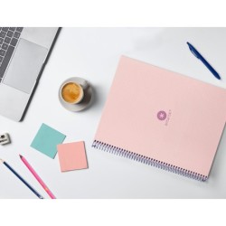 Cuaderno espiral a4 micro antartik dots tapa forrada 80h 90 gr rayado puntos 1 banda 4 taladros rosa
