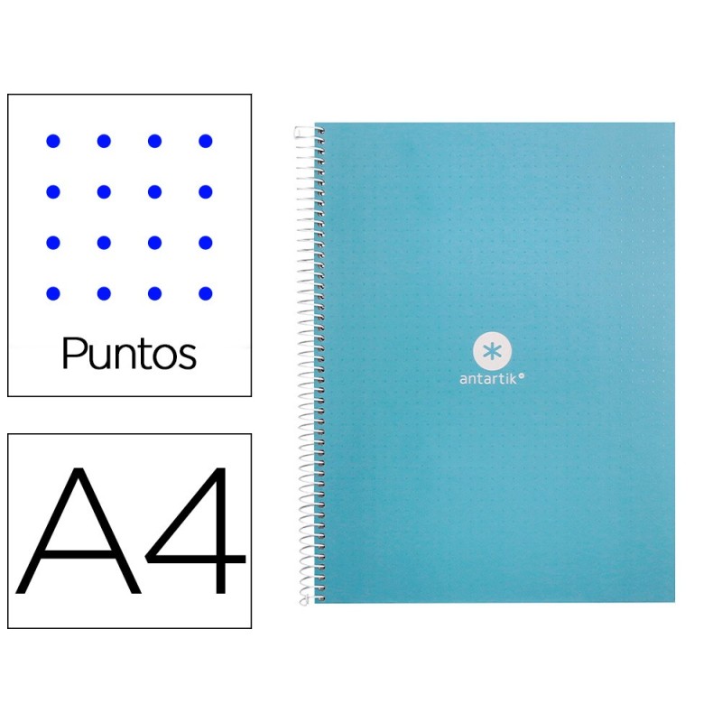 Cuaderno espiral a4 micro antartik dots tapa forrada 80h 90 gr rayado puntos 1 banda 4 taladros celeste Cuaderno espiral a4 micro antartik dots tapa forrada 80h 90 gr rayado puntos 1 banda 4 taladros celeste
