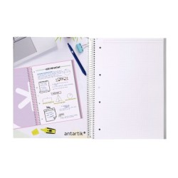 Cuaderno espiral a4 micro antartik dots tapa forrada 80h 90 gr rayado puntos 1 banda 4 taladros celeste
