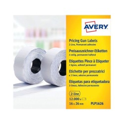 Etiqueta avery ondulada blanca permanente 26x16 mm para etiquetadora pl21/18 caja de 10 rollos de 1200 etiqietas