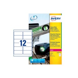 Etiqueta adhesiva resistente avery poliester blanco laser 99,1x42,3 mm caja de 240 unidades