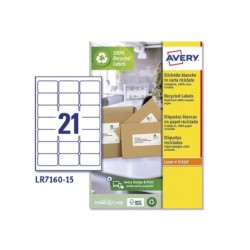 Etiqueta adhesiva avery blanca permanente reciclada 100% laser 63,5x38,1 mm caja de 315 unidades