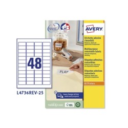 Etiqueta adhesiva avery blanca removible para laser ink-jet fotocopiadora 45,7x 21,2 mm caja de 1200 unidades