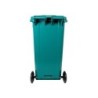 Papelera contenedor q-connect plastico con tapadera y ruedas 240 litros verde 1040x620x610 mm