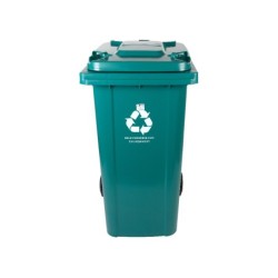 Papelera contenedor q-connect plastico con tapadera y ruedas 240 litros verde 1040x620x610 mm