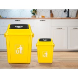 Papelera contenedor q-connect plastico con tapa de balancin 20 litros amarillo 340x240x450 mm