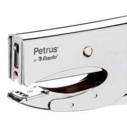 Grapadora petrus de tenaza 222 metalica cromada capacidad de grapado 40 hojas usa grapas 22/6-8 y 24/6-8