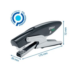 Grapadora rapid de tenaza eco plastico reciclado 100% capacidad de grapado 20 hojas usa grapas 24/6 y 26/6 color