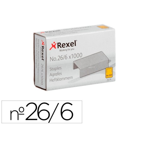 Grapas rexel 26/6 mm galvanizada caja de 1000 unidades