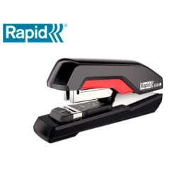 Grapadora rapid supreme s50 plastico capacidad de grapado 50 hojas usa grapas 24/6-8 y 26/6-8 color negro/rojo