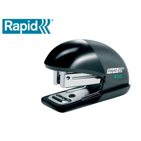 Grapadora rapid mini fashion eco plastico 100% reciclado capacidad 10 hojas usa grapas 24/6 y 26/6 color negro