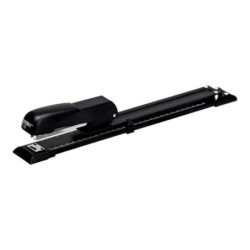 Grapadora rapid e15 metalica brazo largo capacidad 20 hojas usa grapas 24/6 y 26/26 color negro