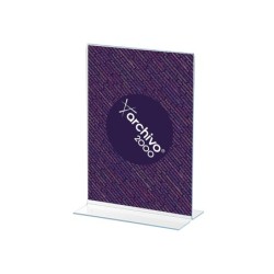 Expositor sobremesa archivo 2000 con forma t poliestireno transparente din a3 vertical doble cara 115x300x425 mm