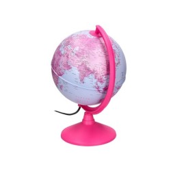 Globo terraqueo liderpapel con luz fisico y politico diametro 20 cm color rosa