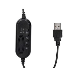 Auricular q-connect biaural diadema con microfono y control de volumen conexion usb cable de 2m color negro