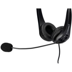 Auricular q-connect biaural diadema con microfono y control de volumen conexion usb cable de 2m color negro