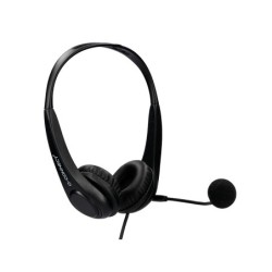 Auricular q-connect biaural diadema con microfono y control de volumen conexion usb cable de 2m color negro
