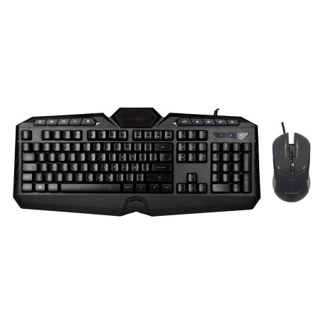 Set teclado y raton q-connect gaming con cable e iluminacion led color negro
