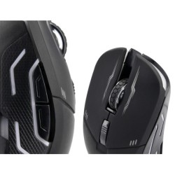 Set teclado y raton q-connect gaming con cable e iluminacion led color negro