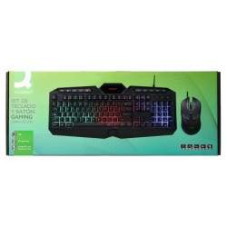 Set teclado y raton q-connect gaming con cable e iluminacion led color negro