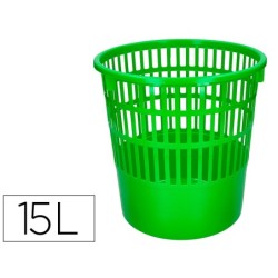 Papelera plastico q-connect 15 litros rejilla color verde 285x290 mm