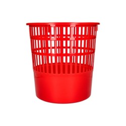 Papelera plastico q-connect 15 litros rejilla color rojo 285x290 mm