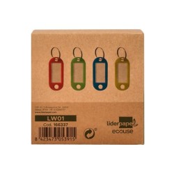 Llavero portaetiquetas liderpapel ecouse fabricado en plastico reciclado caja de 100 unidades