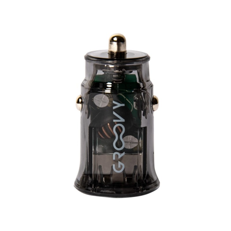 Cargador de coche groovy usbtipo c 3.4a gris oscuro transparente