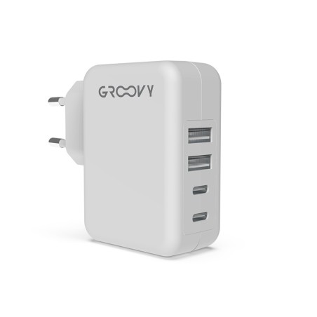 Cargador de pared groovy 2 usb  2 usb-c 4.8a color blanco