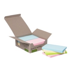 Bloc de notas adhesivas quita y pon q-connect 76x127 mm 100% papel reciclado colores pasteles en caja de carton