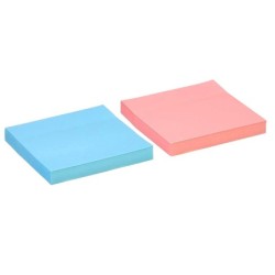 Bloc de notas adhesivas quita y pon q-connect 76x76 mm 100% papel reciclado colores pasteles en caja de carton