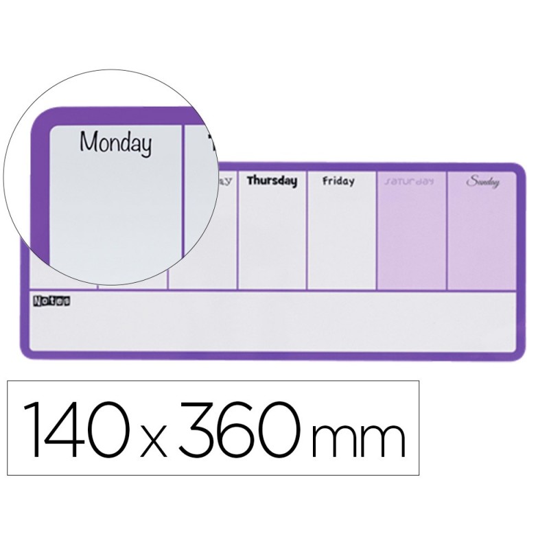 Planificador semanal nobo magnetico color violeta 140x360 mm Planificador semanal nobo magnetico color violeta 140x360 mm